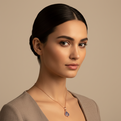 Blue Sapphire Tree Of Life Pendant Necklace - Five