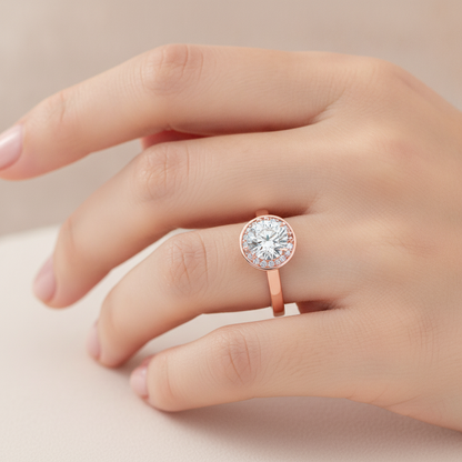 Wane Classic Halo Diamond Engagement Ring In 925 Sterling Silver - Thirteen