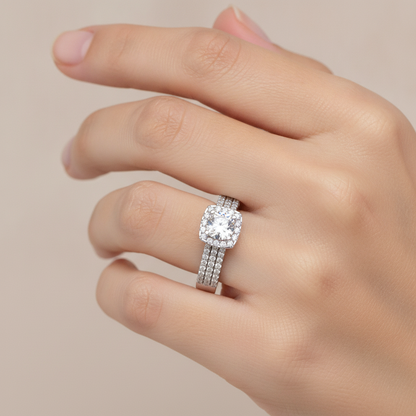 Incandescent Halo Solitaire Ring - Thirteen