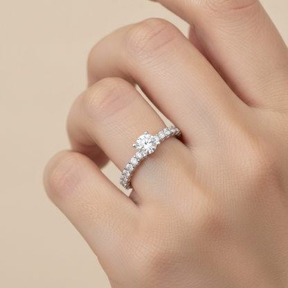Electric Solitaire Ring In 925 Sterling Silver - Thirteen