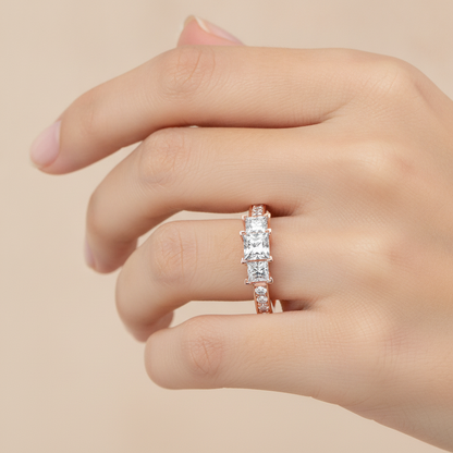 Scintillating Tri Stone Ring In 925 Sterling Silver - Thirteen
