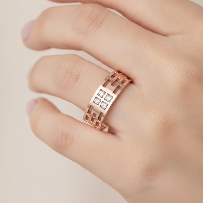 Luxe Pink Cluster Ring In 925 Sterling Silver - Thirteen