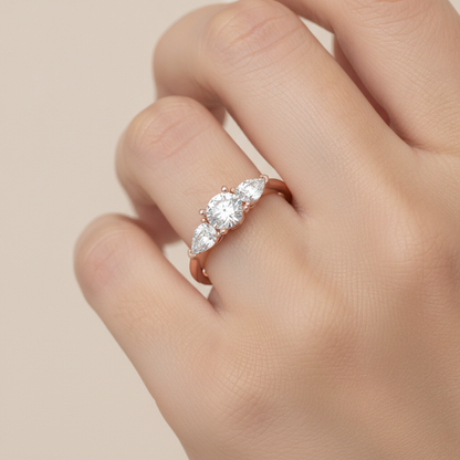 Shining Tri Stone Ring In 925 Sterling Silver - Thirteen