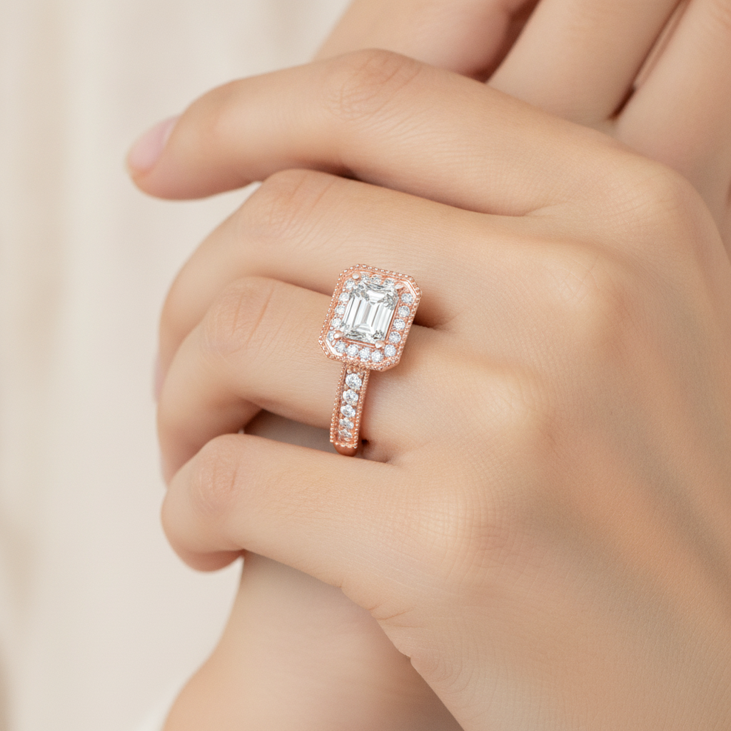 Ornamented Solitaire Ring In 925 Sterling Silver - Thirteen