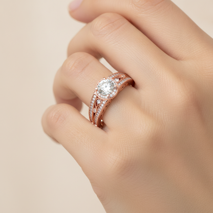 Ecstatic Halo Diamond Ring In 925 Sterling Silver - Thirteen