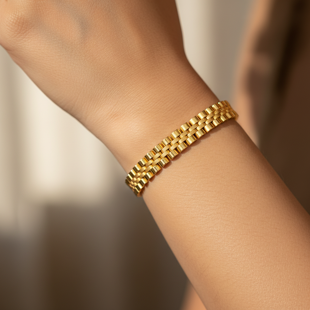 Wide Mesh Link Bracelet With S Hook - Five