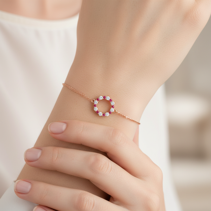 Ruby And Diamond Open Circle Bracelet - Eight