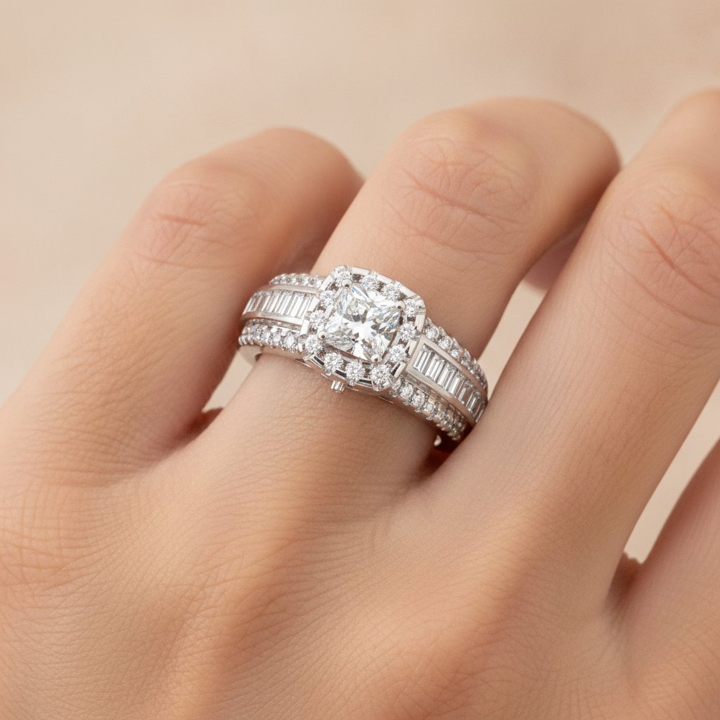 Zen Halo Ring In 925 Sterling Silver - Fourteen