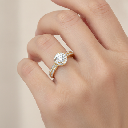 Exuberant Halo Ring In 925 Sterling Silver - Thirteen