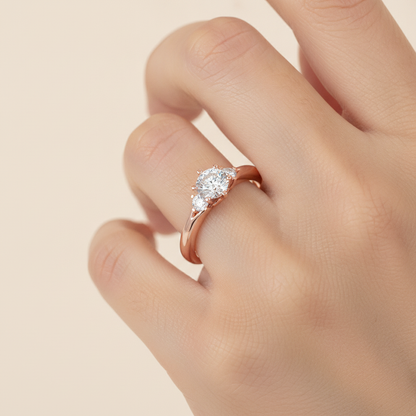 August Tri Stone Ring In 925 Sterling Silver - Thirteen