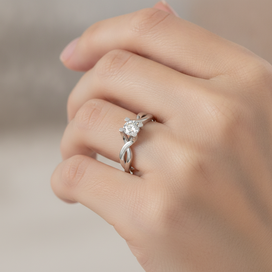 Panacea Solitaire Ring In 925 Sterling Silver - Fourteen