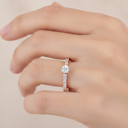 Eccentric Solitaire Ring In 925 Sterling Silver - Fourteen