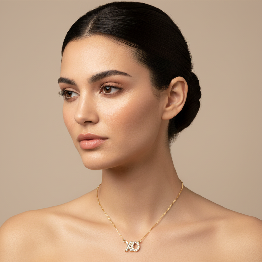 Xo Hugs And Kisses Pav Crystal Pendant Necklace - Two