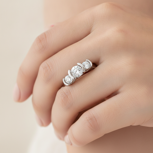 The Stylish Three Stone Ring - Fourteen
