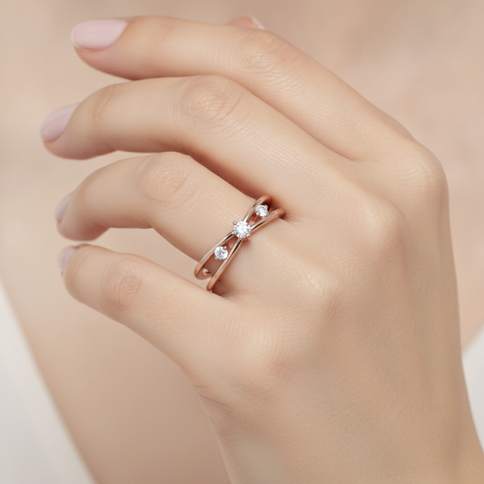 Sunshine Tri Stone Ring In 925 Sterling Silver - Fourteen