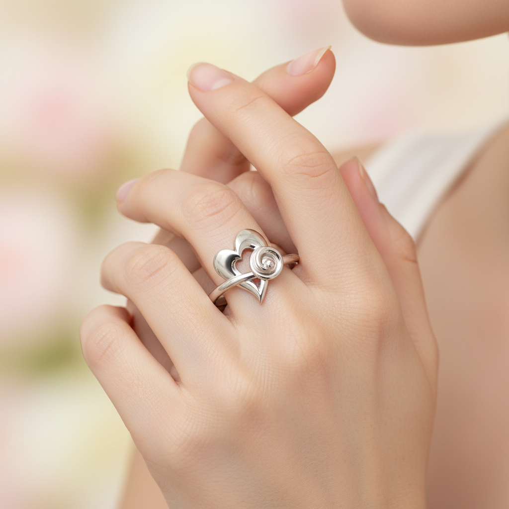 Heart Spiral Ring With Cutout Design - Eight