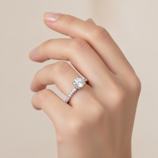 Remarkable Solitaire Ring In 925 Sterling Silver - Fourteen