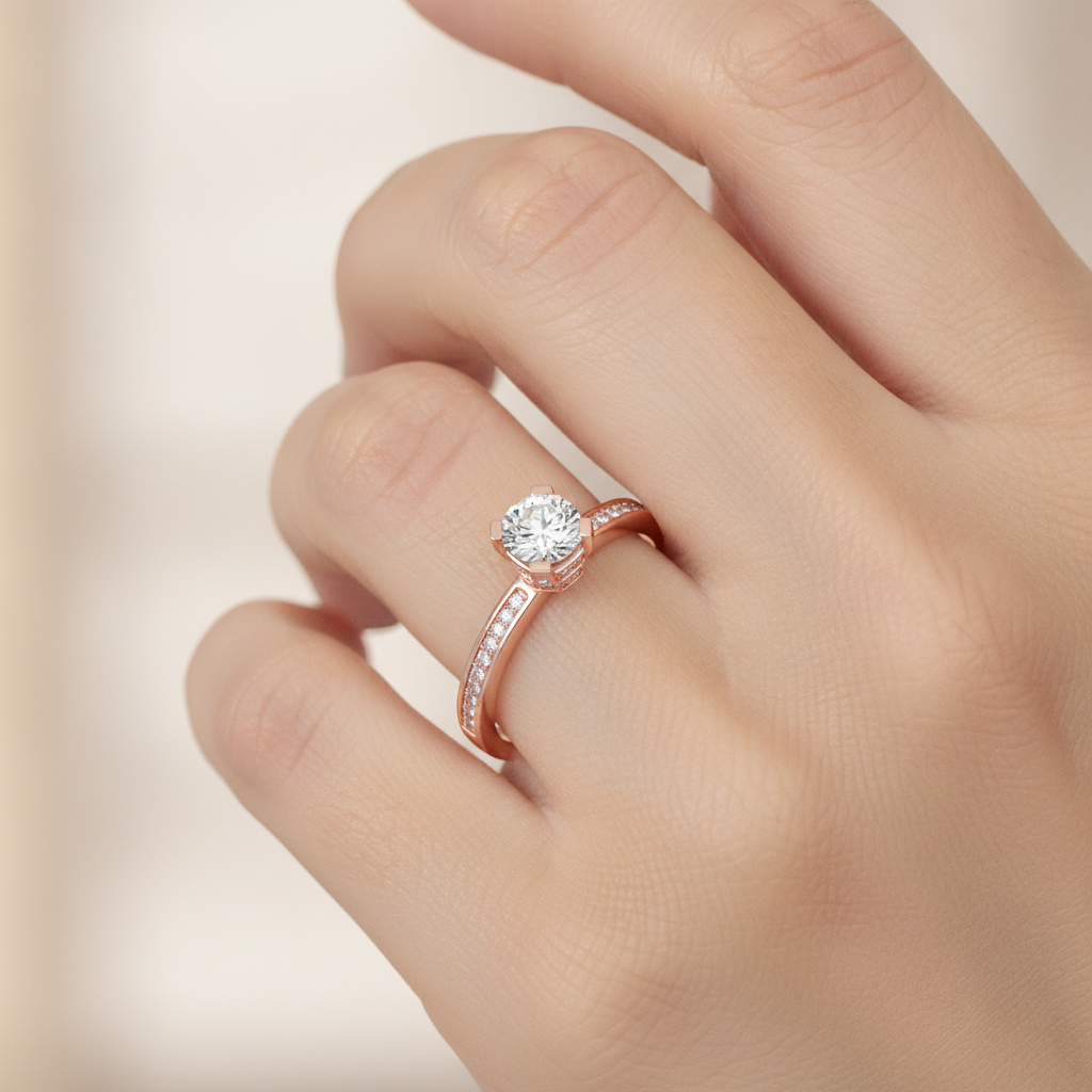 Baronial Solitaire Ring In 925 Sterling Silver - Fourteen