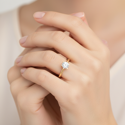 1 Ct Classic 6 Prong Solitaire Moissanite Engagement Ring In 925 Sterling Silver - Two