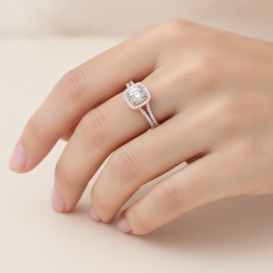 Exultant Halo Ring In 925 Sterling Silver - Fourteen