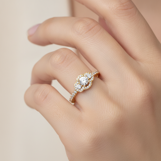 Incipient Halo Ring In 925 Sterling Silver - Fourteen