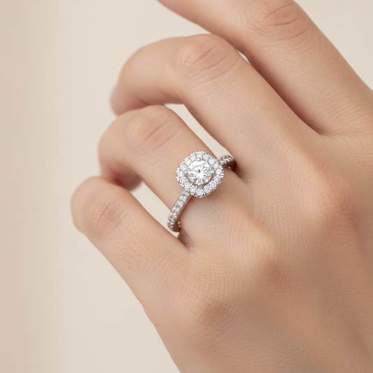 Stylized Solitaire Ring In 925 Sterling Silver - Fourteen
