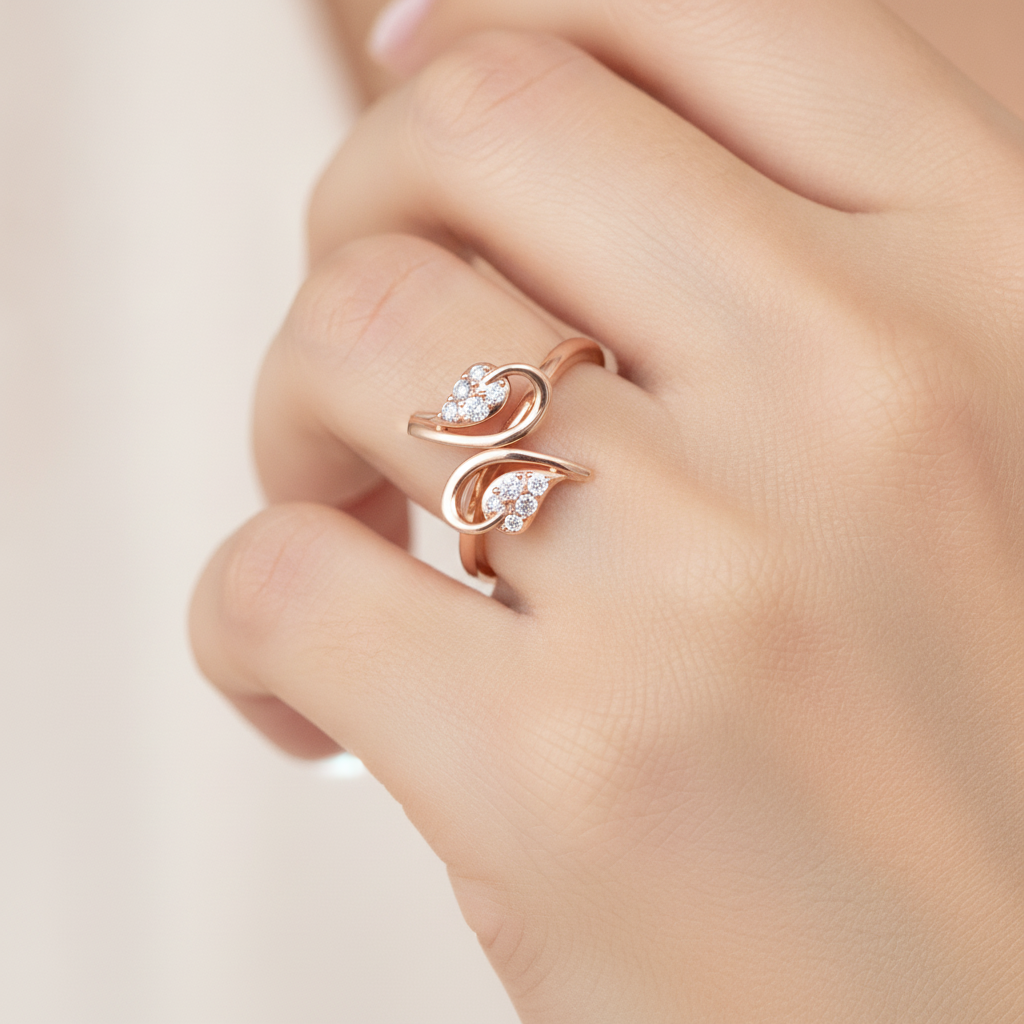 Dual Leaves Diamond Band - Fourteen