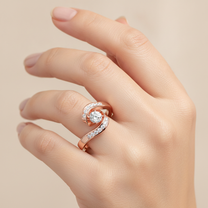 Bonito Halo Ring In 925 Sterling Silver - Fourteen