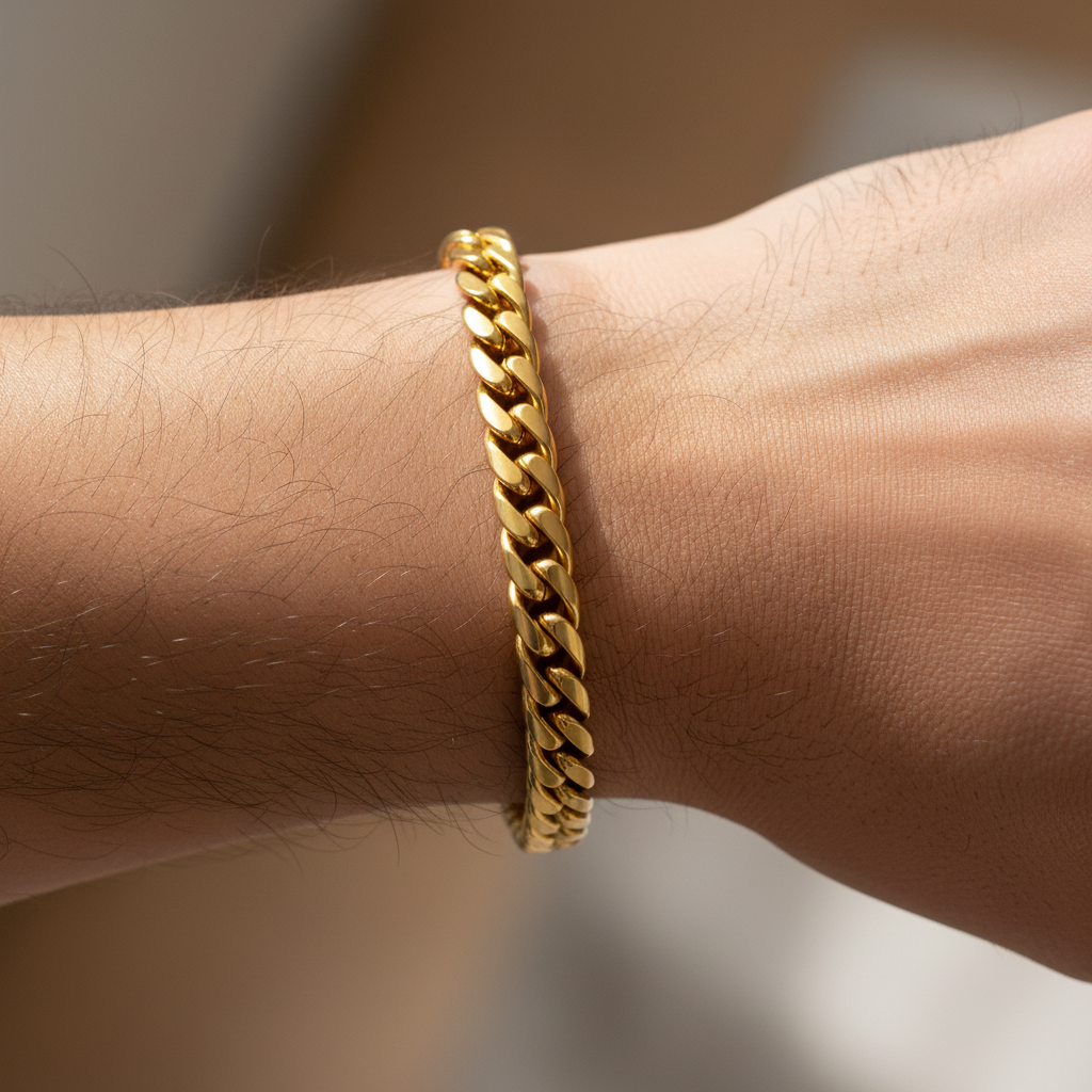 Cuban Link Chain Bracelet With Box Clasp - Three
