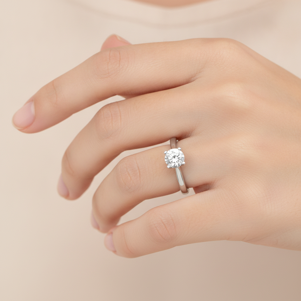 Brume Classic Solitaire Ring In 925 Sterling Silver - Fourteen