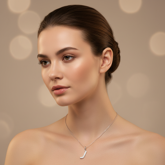 Rose Gold Diamond Letter J Initial Charm Pendant