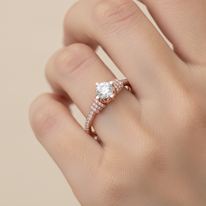 Wave Diamond Ring In 925 Sterling Silver - Fourteen