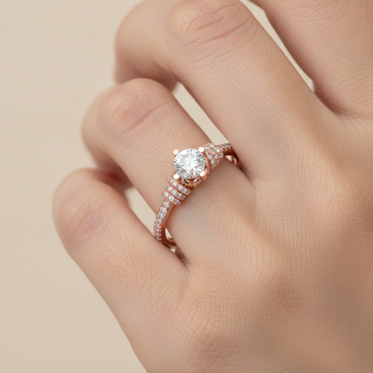 Wave Diamond Ring In 925 Sterling Silver - Fourteen