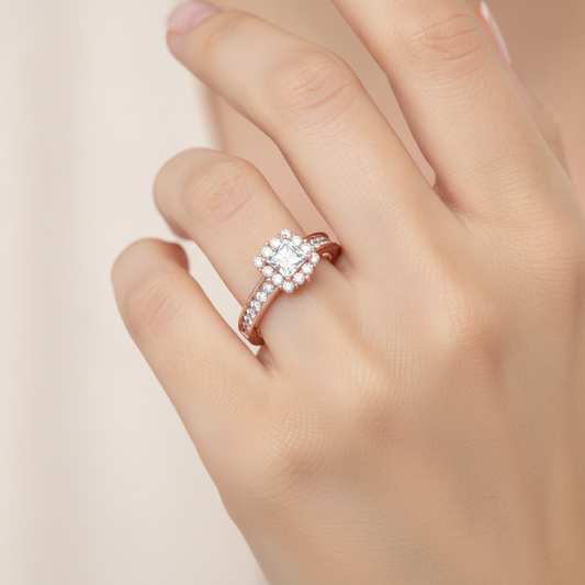 Astounding Diamond Engagement Ring In 925 Sterling Silver - Fourteen