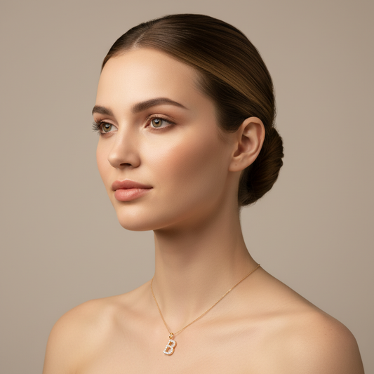 Diamond Initial Letter B Pendant in 14K Yellow Gold