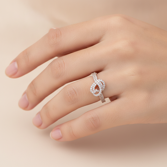 Heart Drop Two Finger Ring - Fourteen