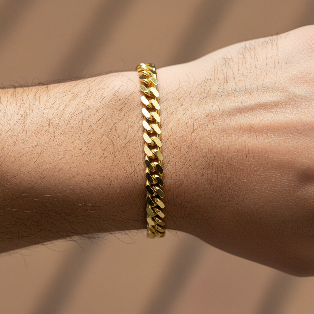 Cuban Link Chain Bracelet With Box Clasp Curb Link Bracelet - Three