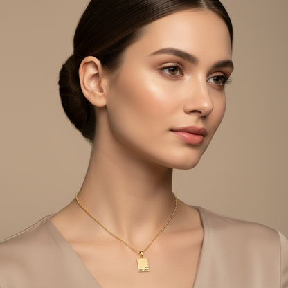 I Am Enough Inspirational Rectangle Pendant Necklace With Crystal Accent - Two