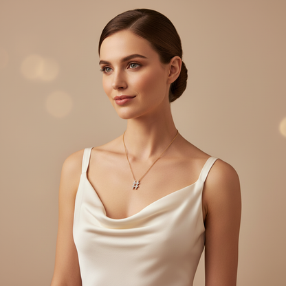 Hashtag Symbol Pendant Necklace With Pav Crystals - Two