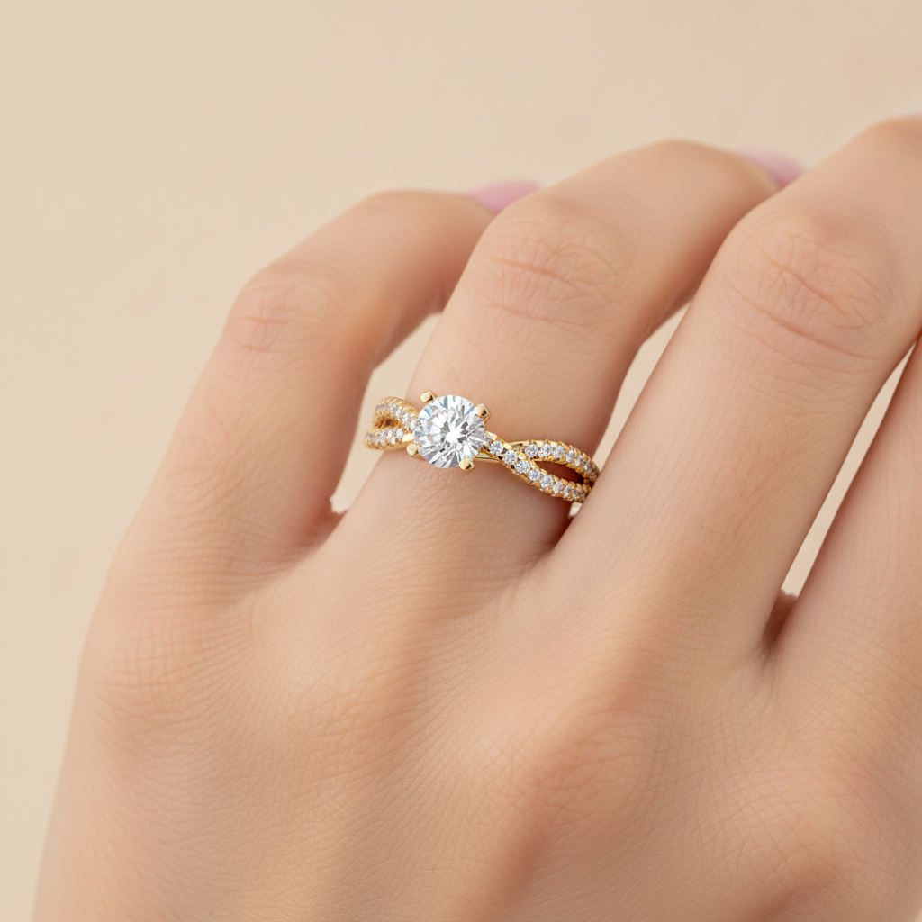 Seren Solitaire Ring In 925 Sterling Silver - Fourteen