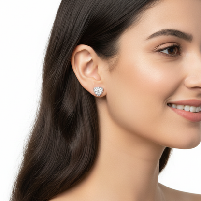 Diamond Heart Petite Stud Earrings In Gold - Two