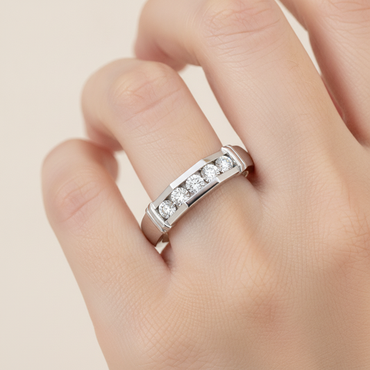 Dazzle Men's Broad Band Ring In 925 Sterling Silver - Fourteen