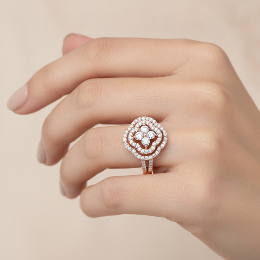 Vintage Inspired Cocktail Ring In 925 Sterling Silver - Fourteen