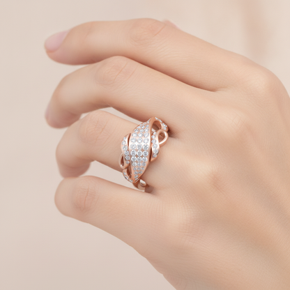 Royal Beautiful Diamond Band In 925 Sterling Silver - Fourteen