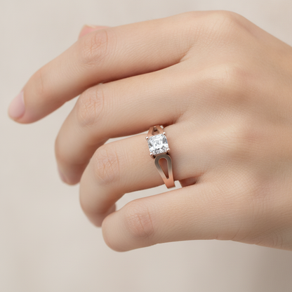 Square In A Loop Solitaire Ring In 925 Sterling Silver - Fifteen
