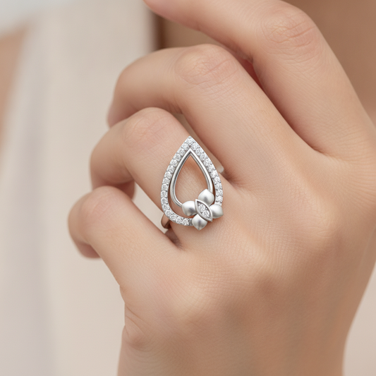 Butterfly Droplet Shaped Diamond Ring - Fourteen