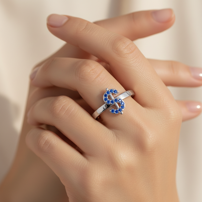 Blue Sapphire Dollar Sign Statement Ring - Two