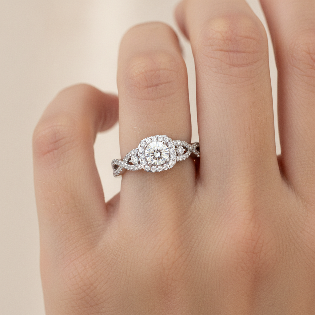 Seqqen Bridal Ring Set In 925 Sterling Silver - Fourteen