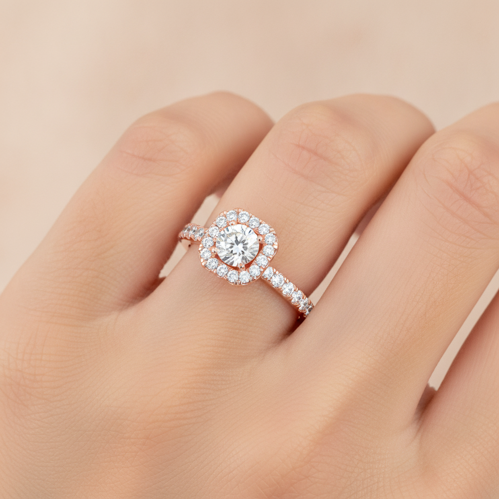 Stupefying Halo Ring In 925 Sterling Silver - Fourteen