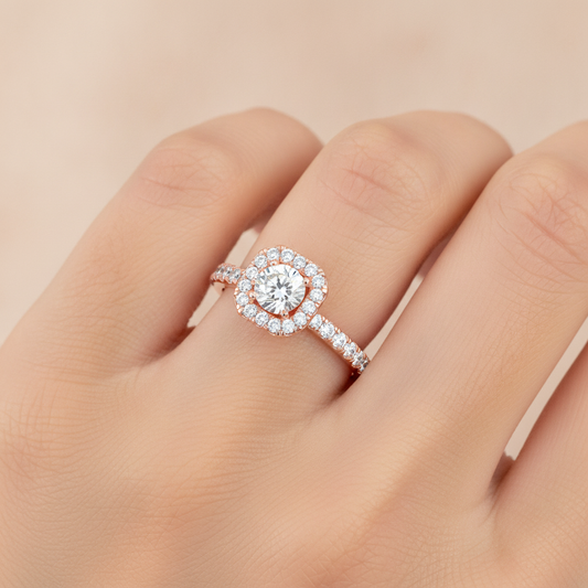 Stupefying Halo Ring In 925 Sterling Silver - Fourteen